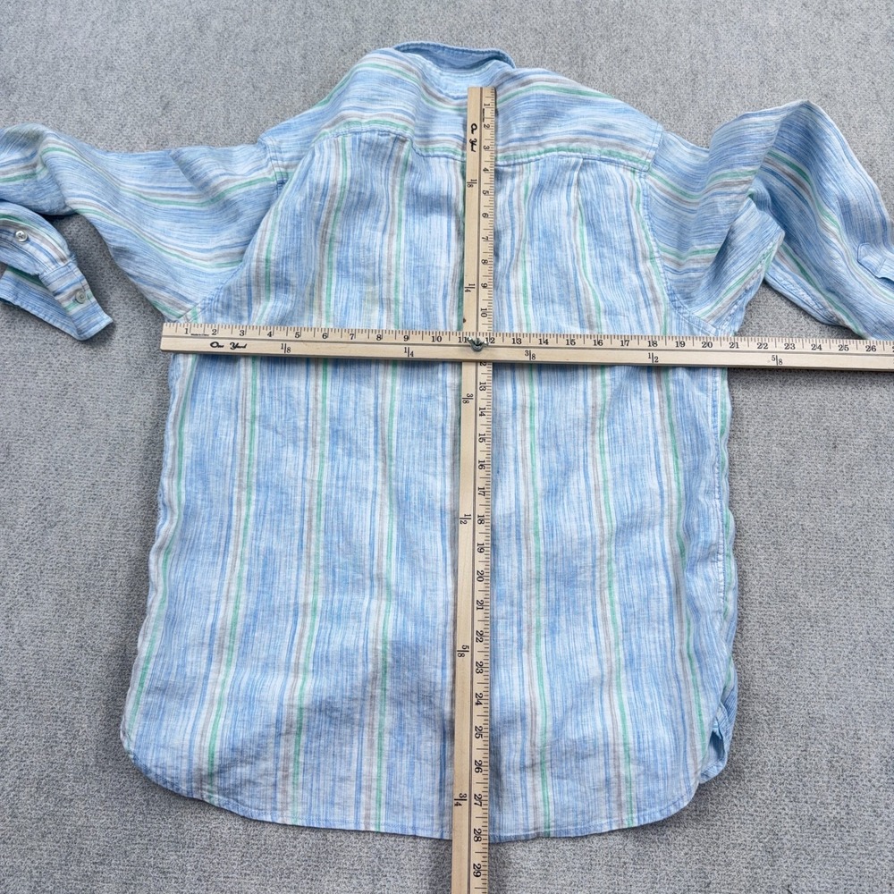 Tommy Bahama Shirt Men Large Blue Barbados Breeze Linen Blend Button Up Pocket * - Picture 9 of 13